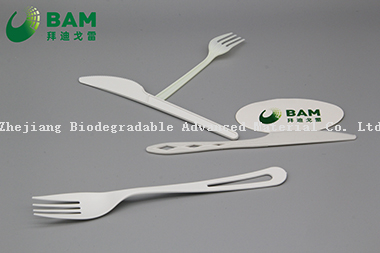 100％食品级可降解、全生物降解的便捷式一次性塑料餐具套装刀勺子叉子PLA露营用餐具 符合GB/T4806.7标准