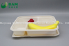 可降解、全生物降解的4格一次性可堆肥的玉米淀粉外卖食堂食品容器，用于快餐 符合GB/T4806.7标准